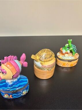 Source Unknown Colorful Fish, Turtle & Frog Trinket Boxes - Multicolor